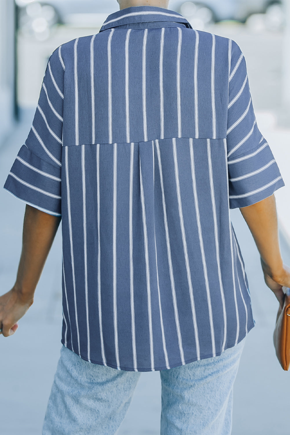 Blue Pocketed Striped Shirt