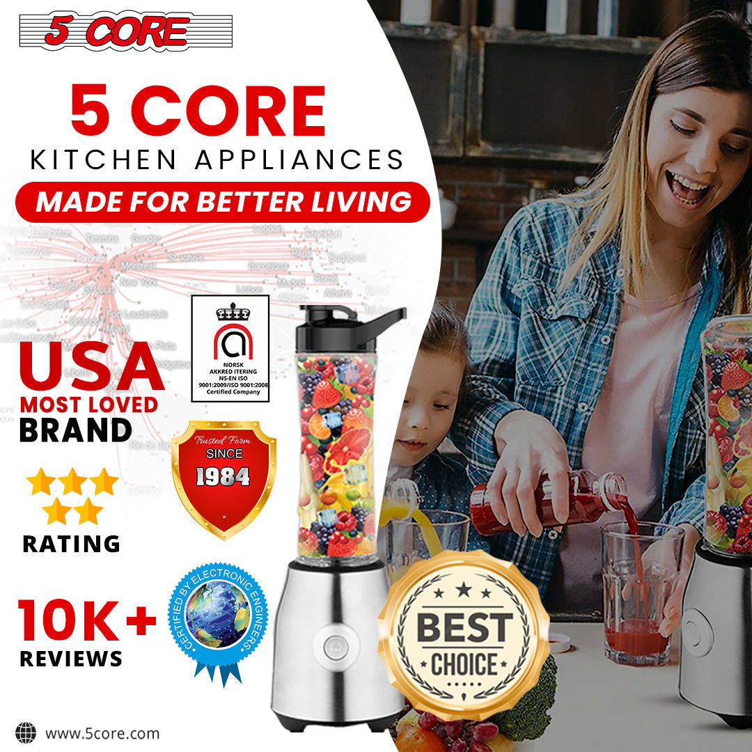 5 Core Portable Blenders For Kitchen 20 Oz Capacity 300W Personal - Craze Trends