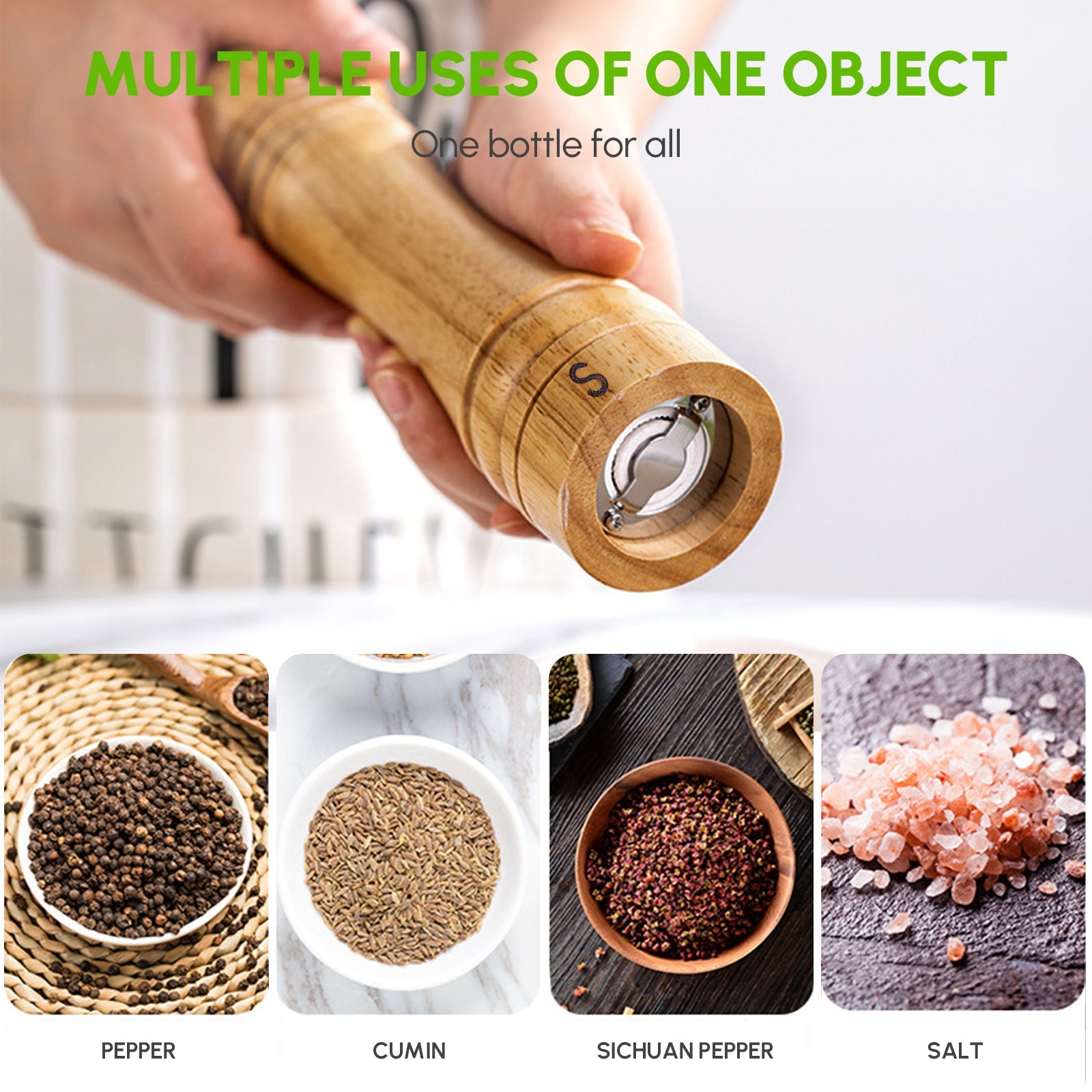 Cooking Salt and Pepper Grinder Hand Movement Wood Pepper Mill Kitchen - Craze Trends