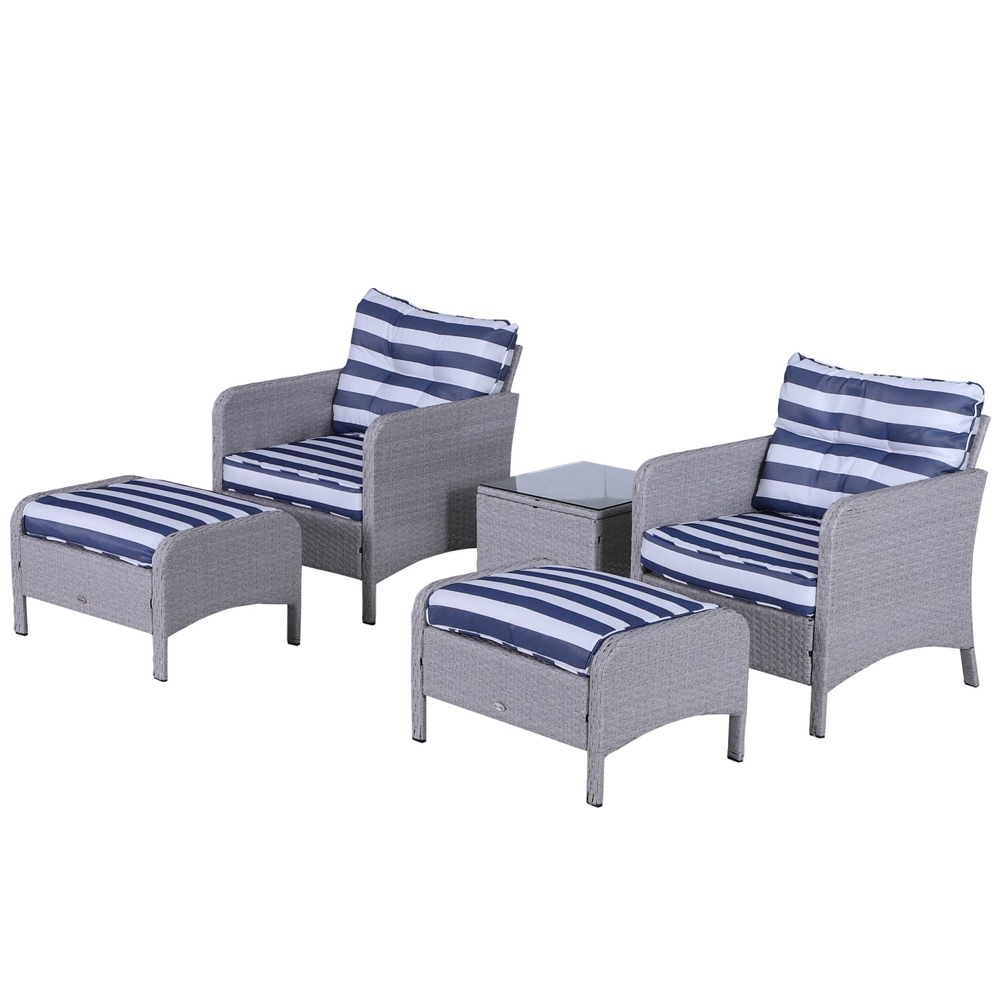 Outsunny 5pc Outdoor Patio Furniture Set Rattan Wicker Conversation - Craze Trends