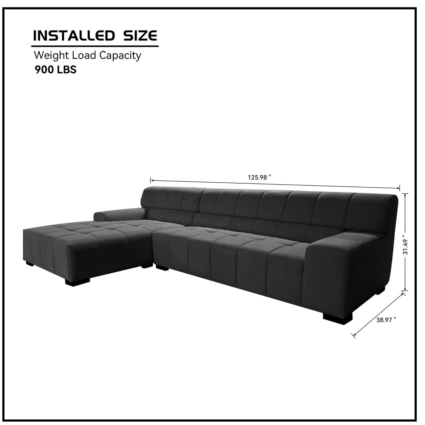 125.98" Sectional Sofa Dark Grey - Craze Trends