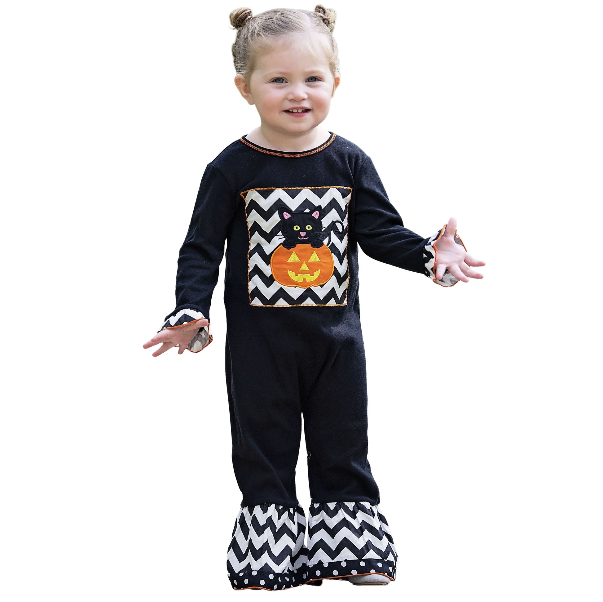 Baby Girls Black & White Halloween Kitten - Craze Trends