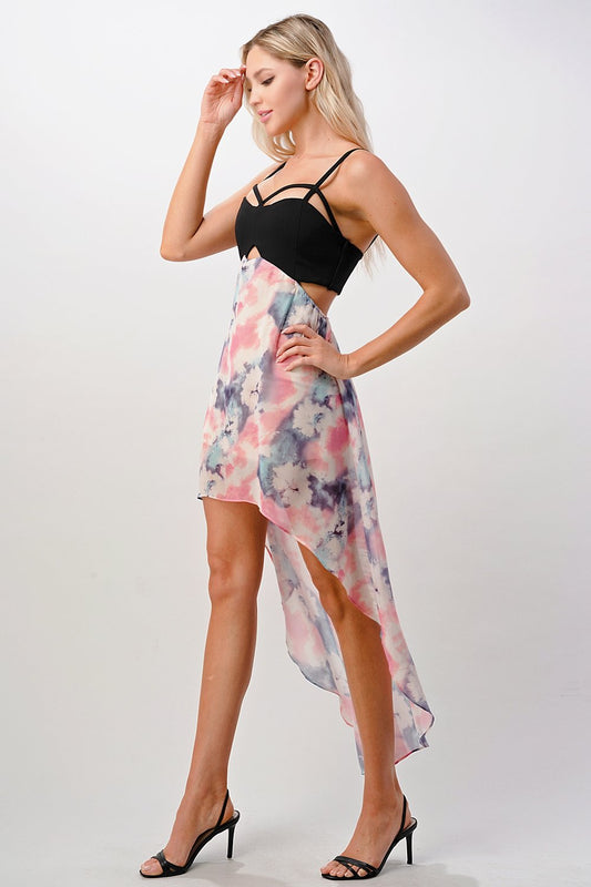 High Low Maxi Print Cami Top Dress - Craze Trends