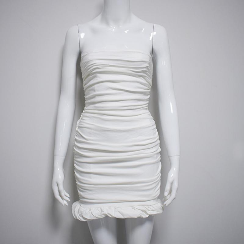 Sleeveless sexy party white dress Winter autumn night club