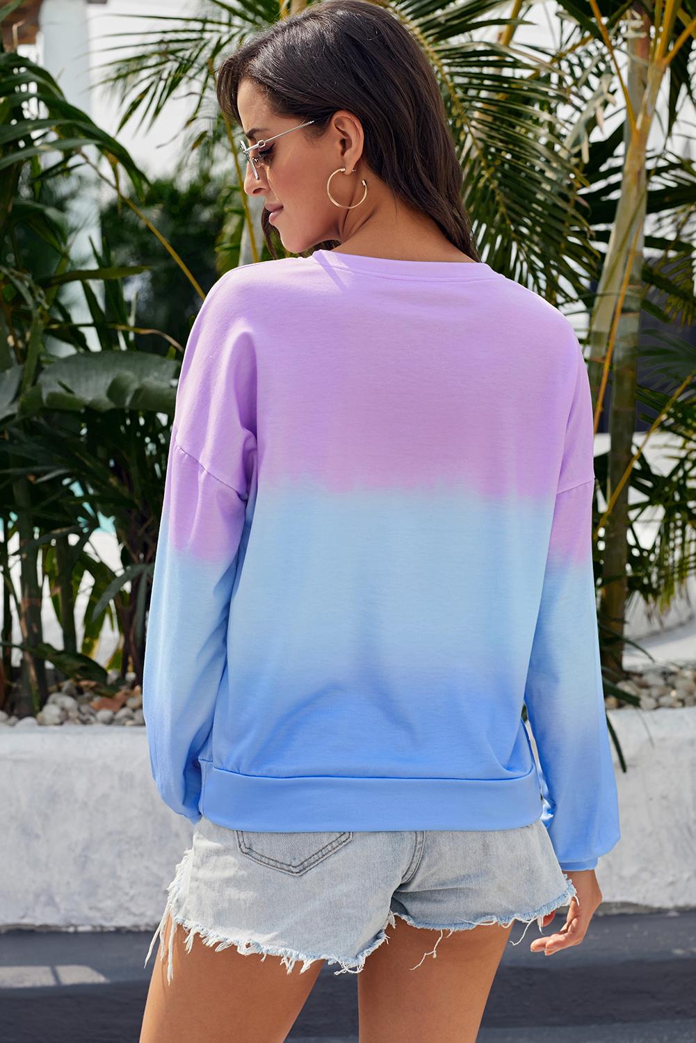 Black Color Block Tie Dye Pullover Sweatshirt