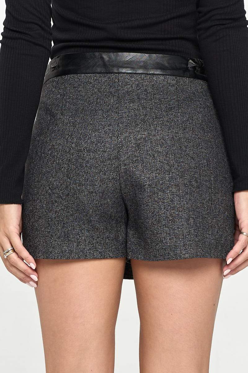 Mini Wrap Skirt Short Leather Contrast - Craze Trends