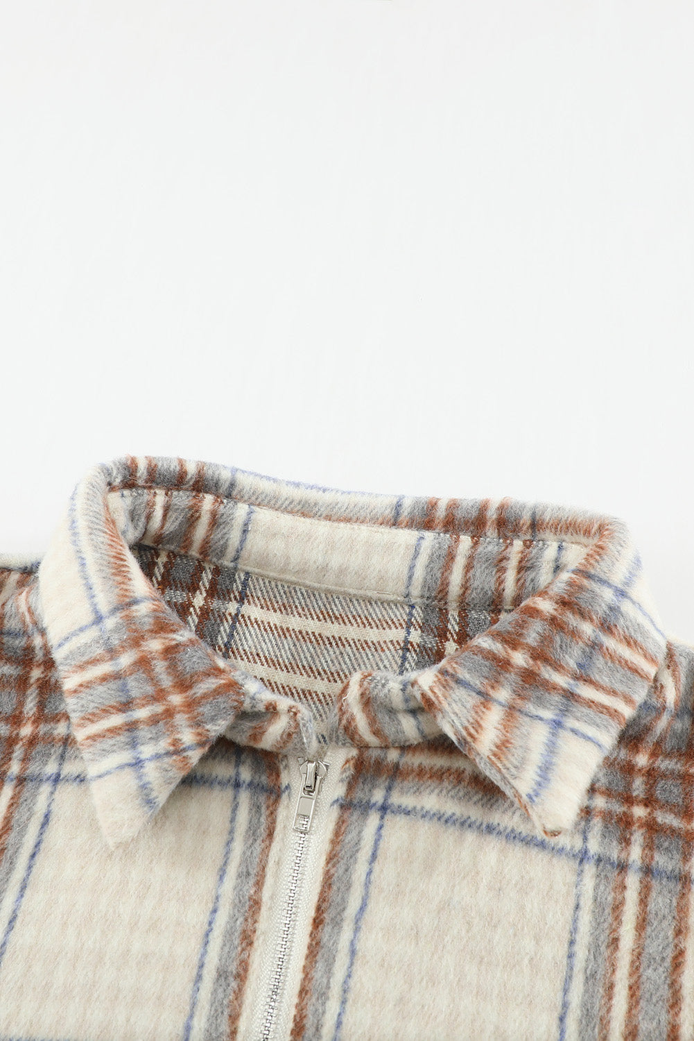 Chest Pocket Plaid Half Zip Sweatshirt