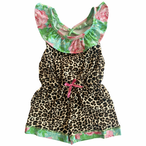 AnnLoren Girls Leopard Floral Summer Shorts Jumpsuit - Craze Trends