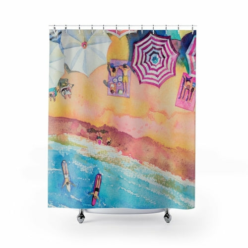 Colorful Day at the Beach Shower Curtains Home Decor - Craze Trends