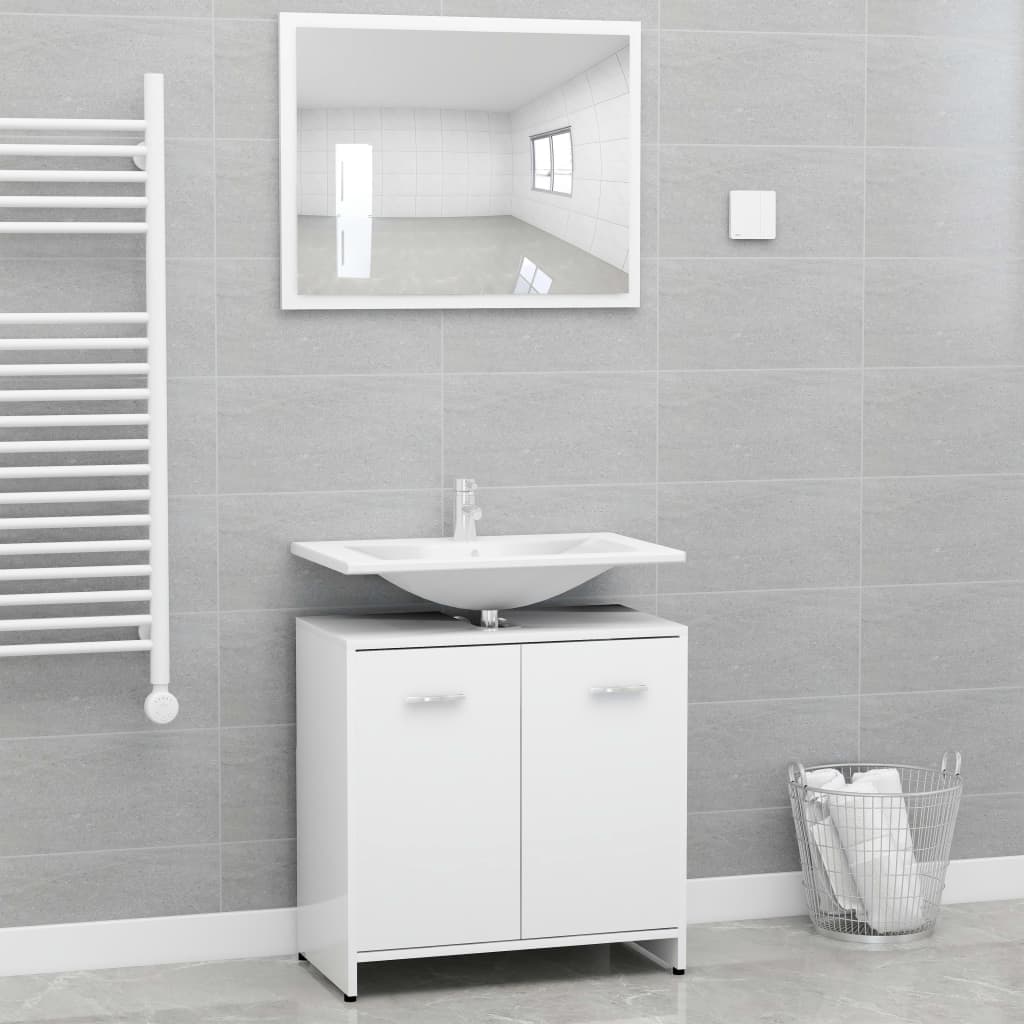 Bathroom Furniture Set White Chipboard - Craze Trends