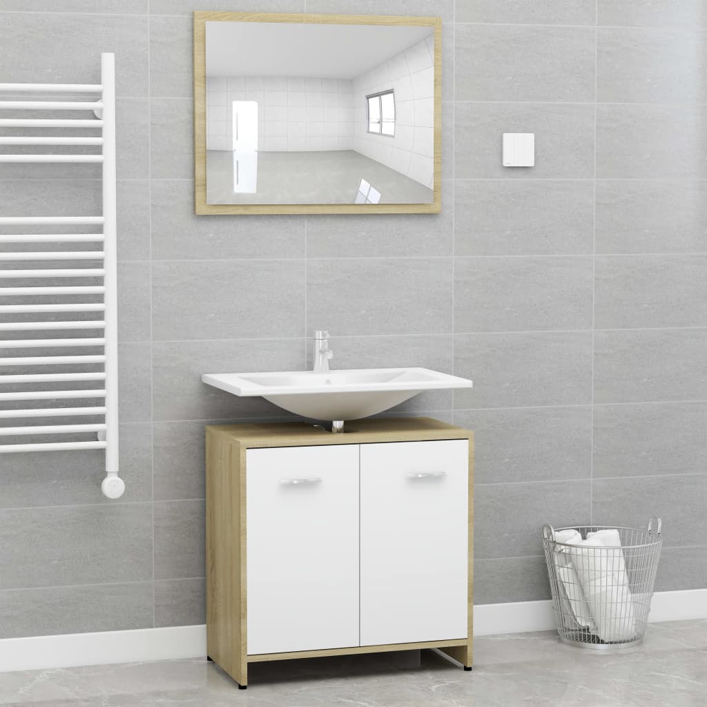 Bathroom Furniture Set White Chipboard - Craze Trends