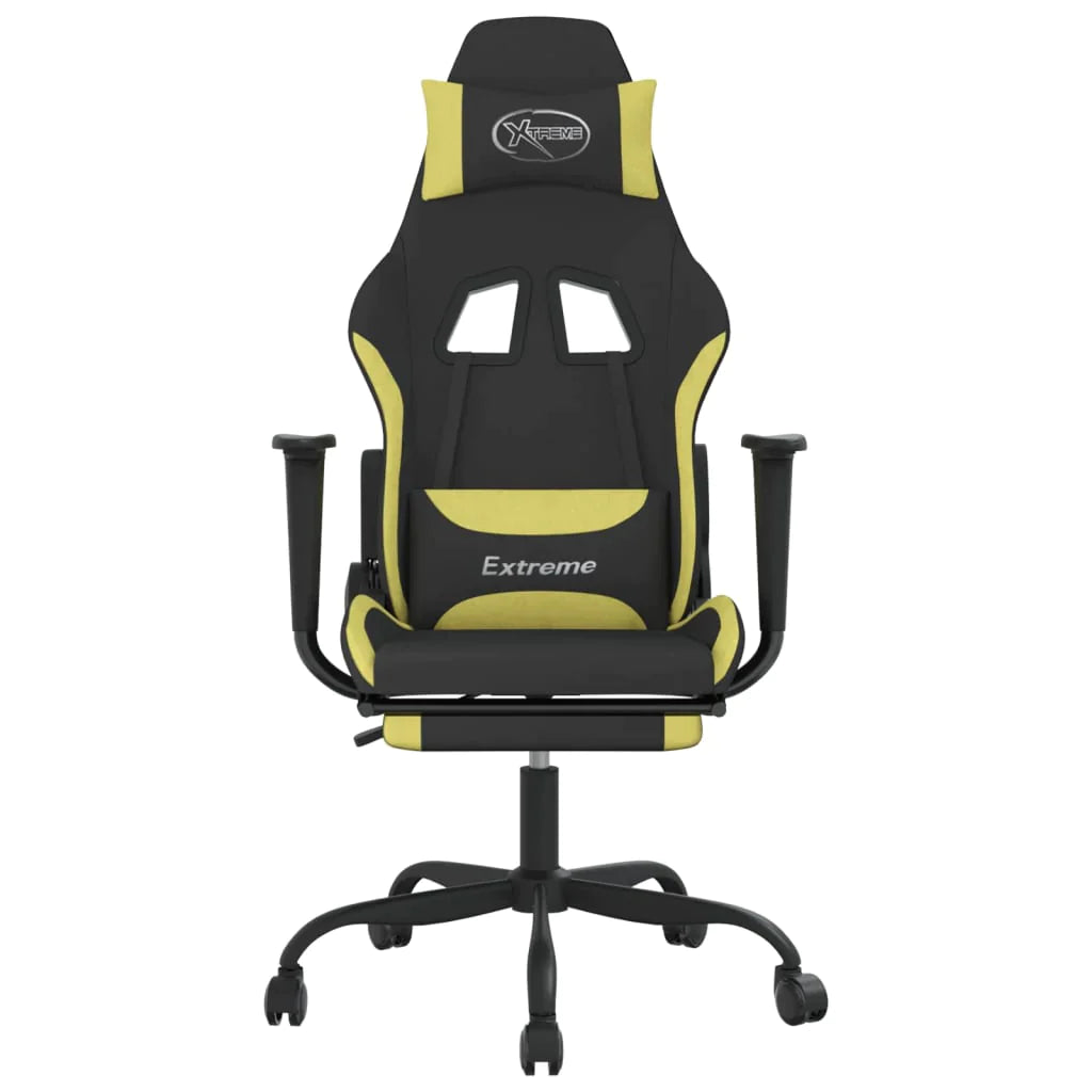 vidaXL Gaming Chair with Footrest Black and Light Green Fabric - Craze Trends