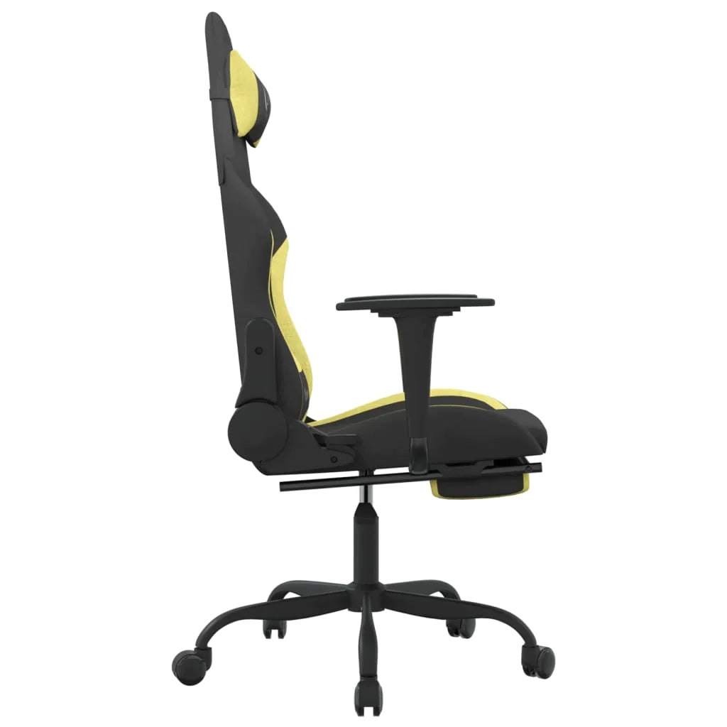 vidaXL Gaming Chair with Footrest Black and Light Green Fabric - Craze Trends