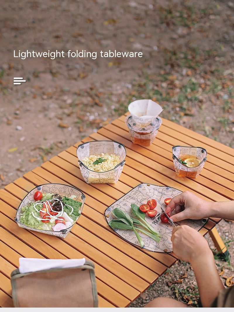 Outdoor Folding Bowls, Tableware, Portable Travel Plates