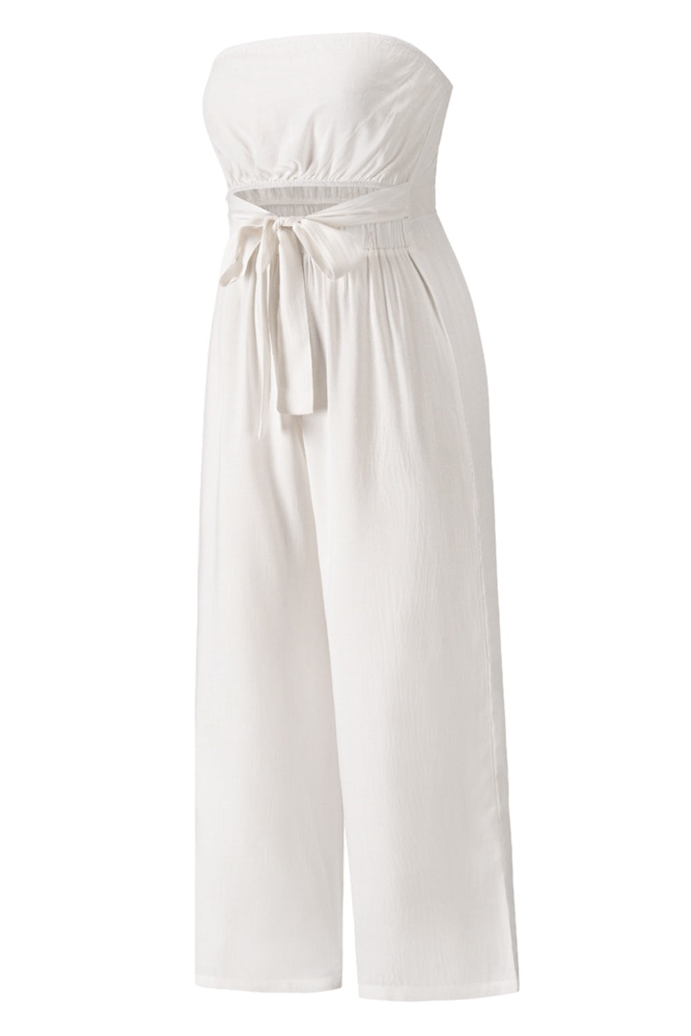 Tied Cutout Tube Wide Leg Jumpsuit - Craze Trends