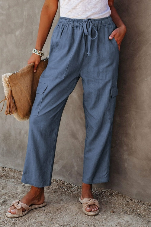 Driven Linen Blend Pocketed Cargo Pants