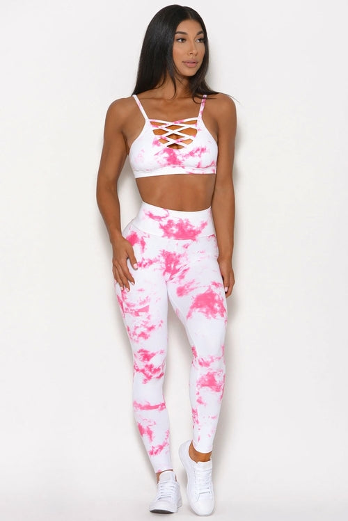 Tie-dye Crisscross Sport Bra and Leggings Set