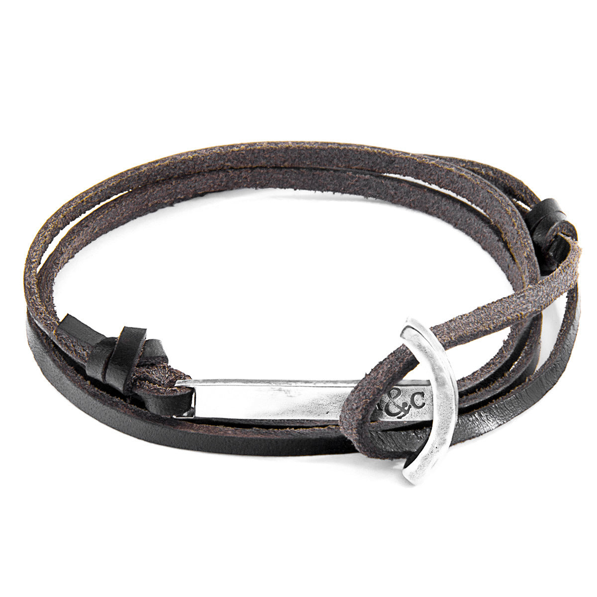 Dark Brown Clipper Silver & Leather Bracelet - Craze Trends