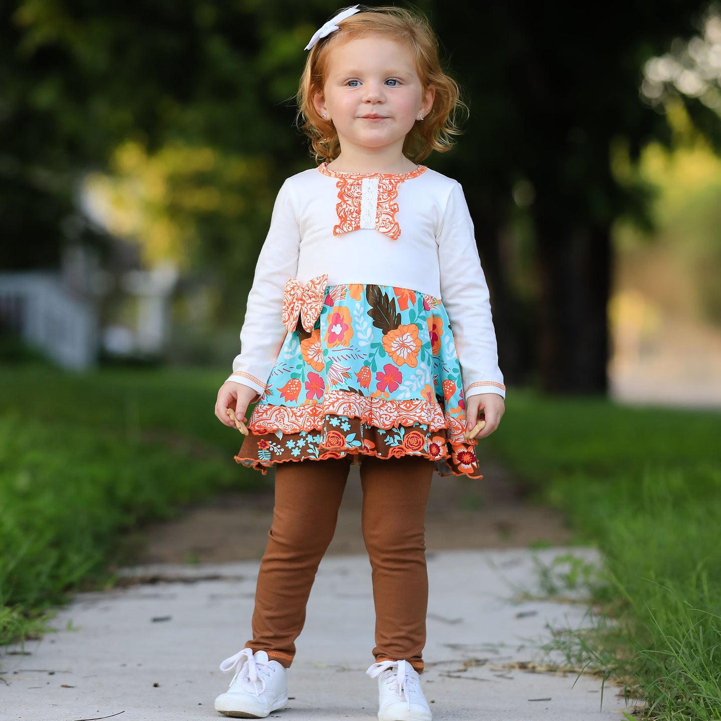 AnnLoren Girls Holiday Autumn Floral Ruffle Thanksgiving Dress & - Craze Trends