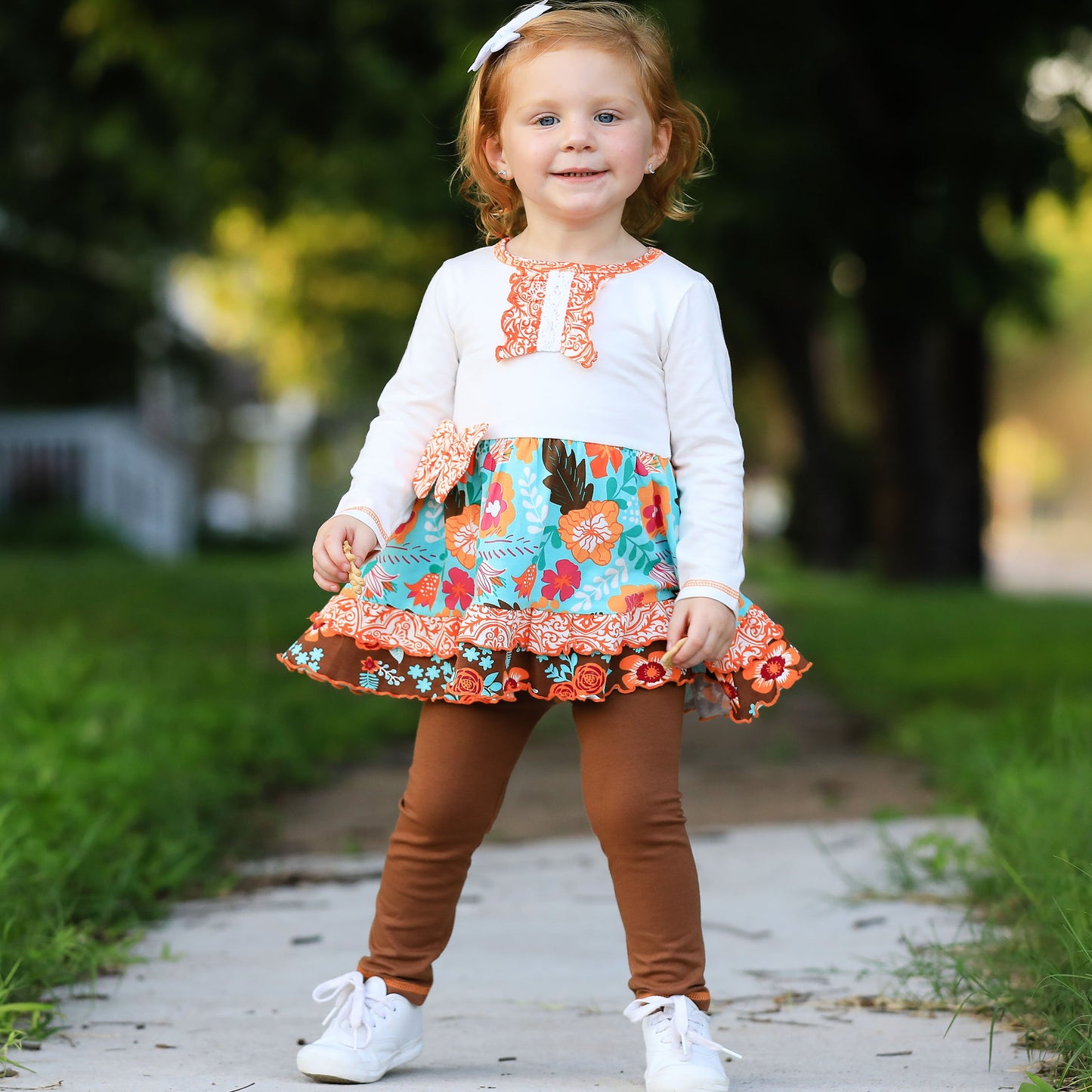 AnnLoren Girls Holiday Autumn Floral Ruffle Thanksgiving Dress & - Craze Trends