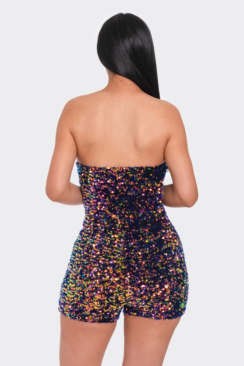 Multi Sequins Tube Top Romper - Craze Trends