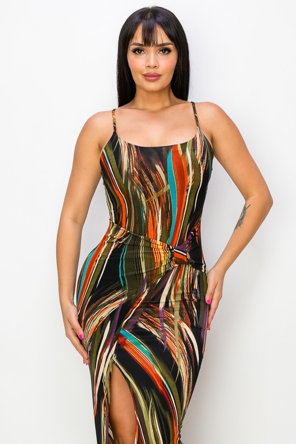 Split Thigh Multicolor Long Dress - Craze Trends