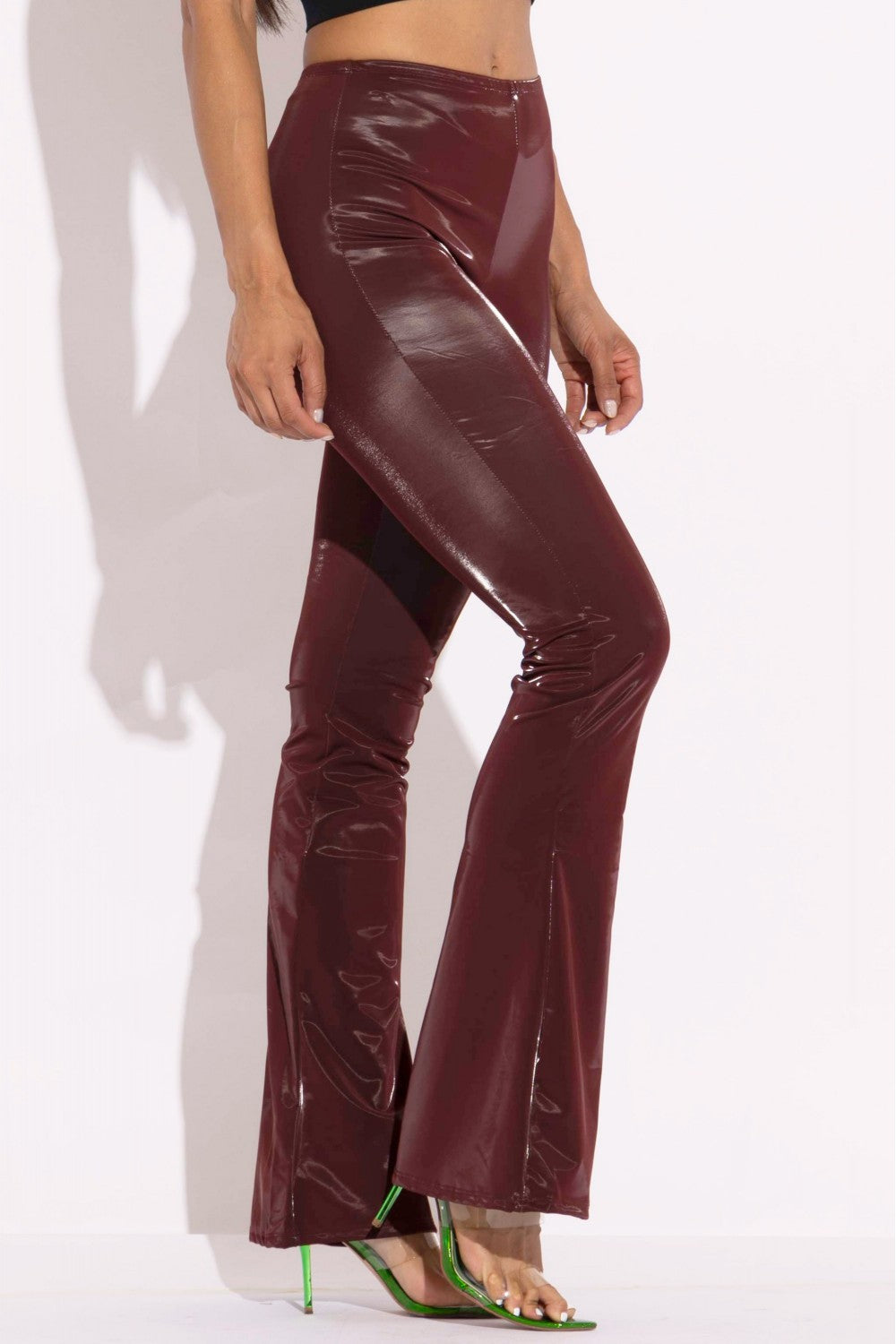 Velvet Pu Flared Pants - Craze Trends