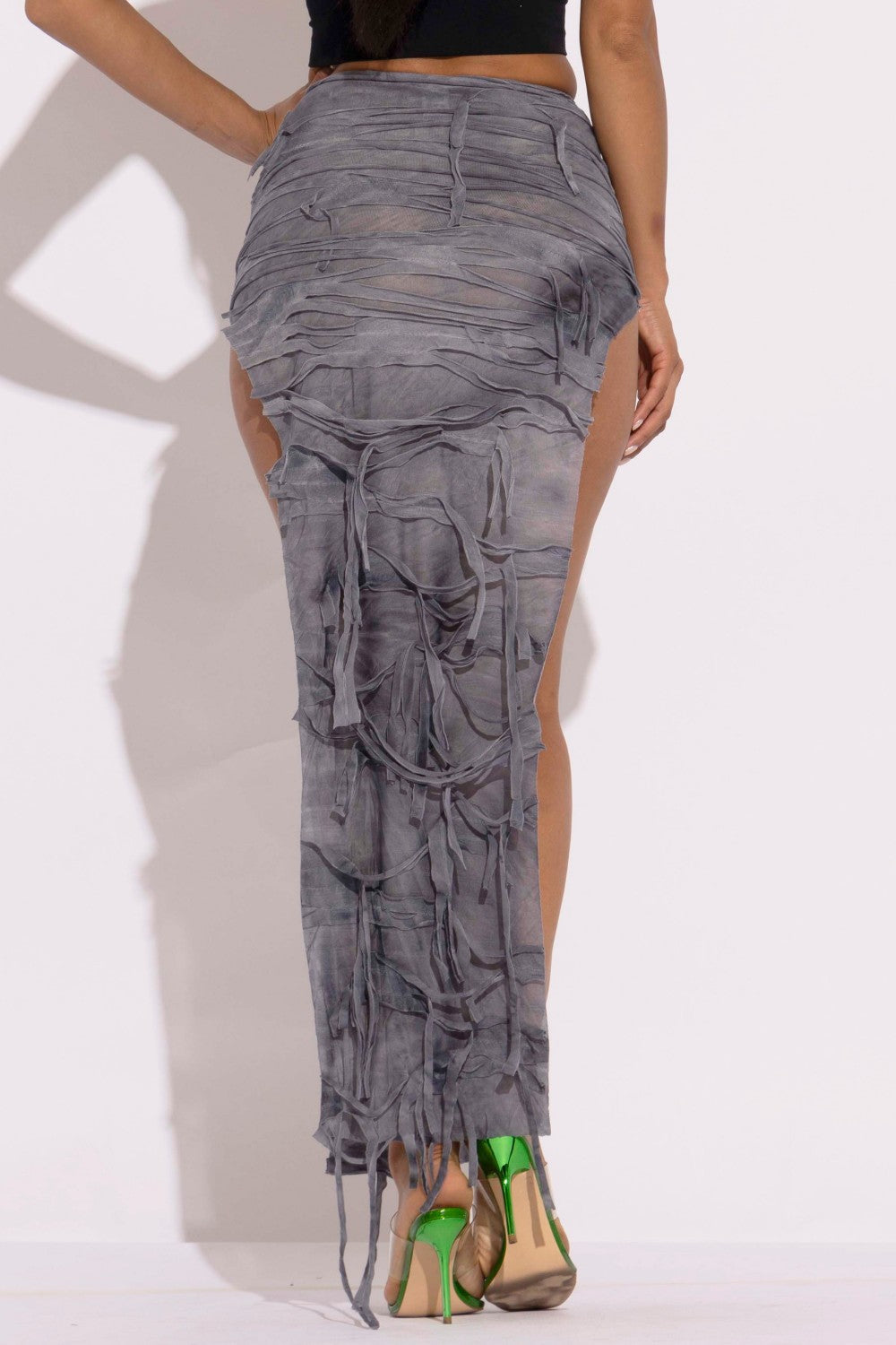 Distressed Thigh Slit Maxi Skirt - Craze Trends