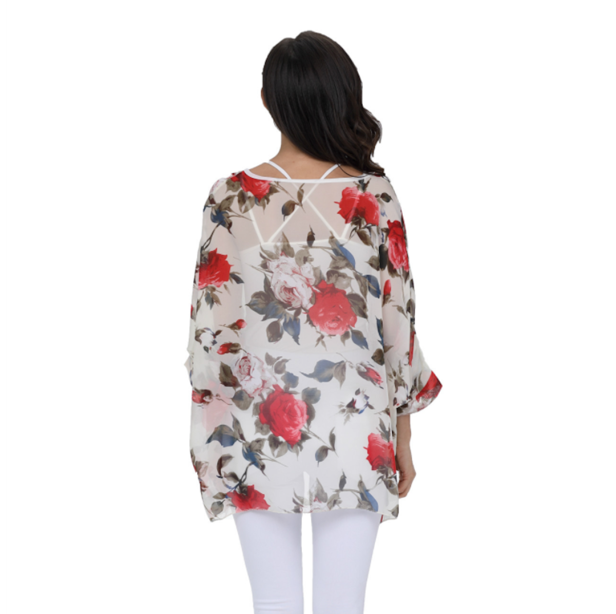 Womens Rose Floral Print Chiffon Top - Craze Trends