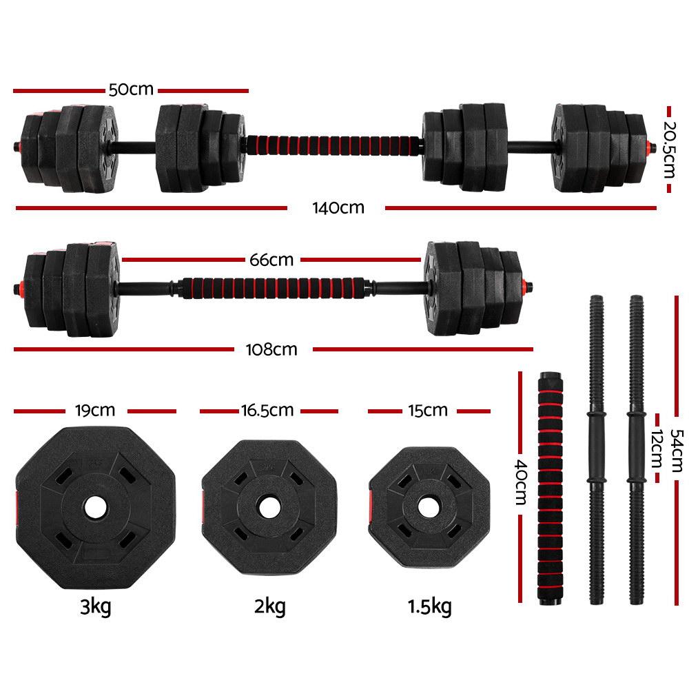 40KG 2-in-1 Dumbbell Barbell Set Adjustable Dumbbells Weights Home Gym - Craze Trends