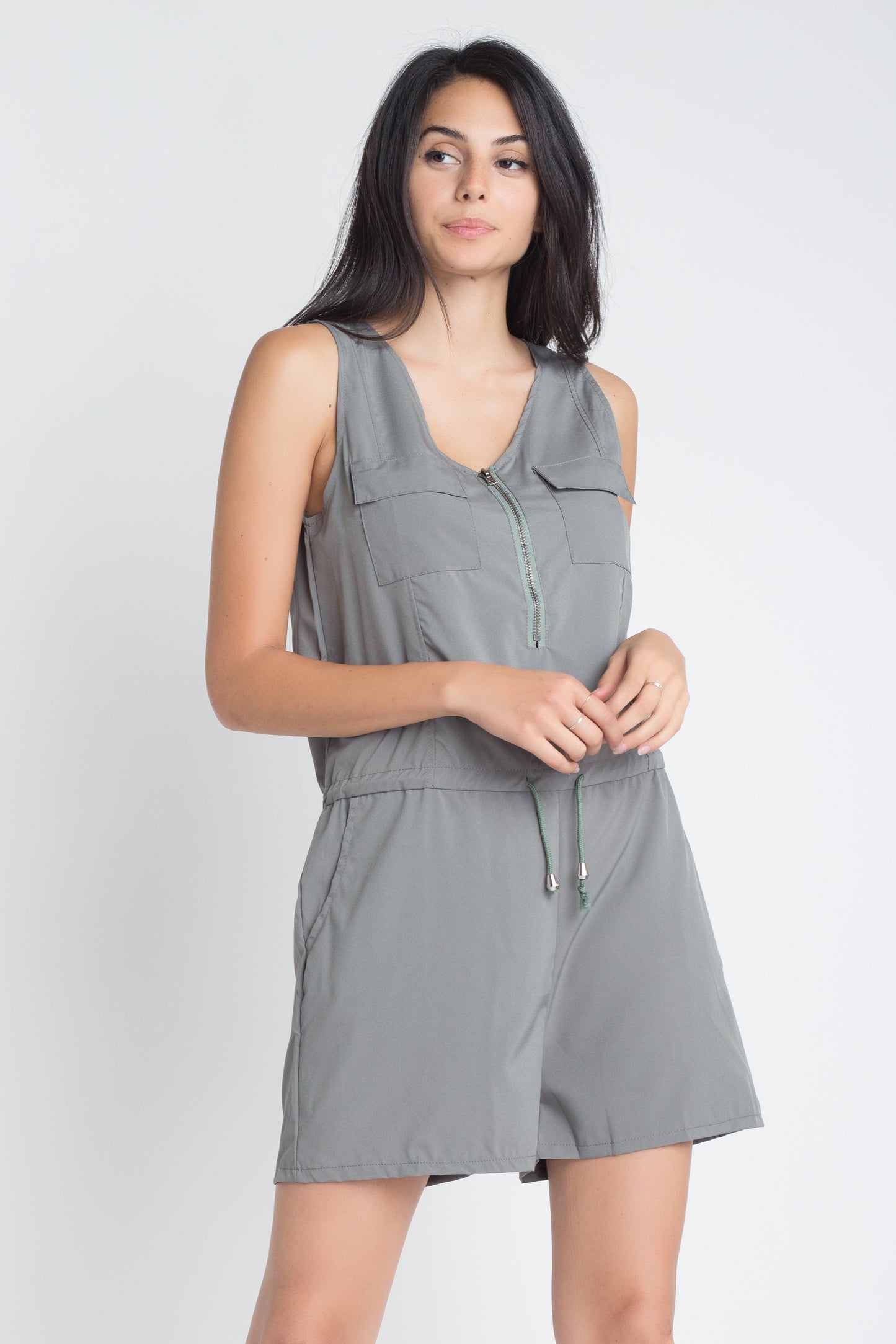 Women's Zip Front Sleeveless Romper - Craze Trends