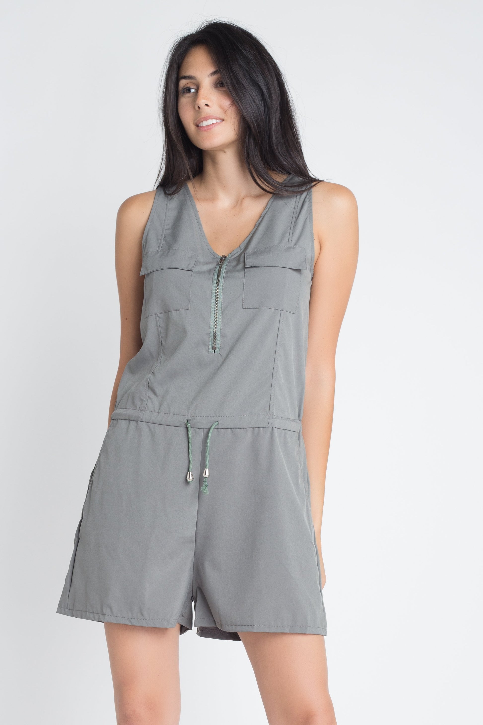 Women's Zip Front Sleeveless Romper - Craze Trends