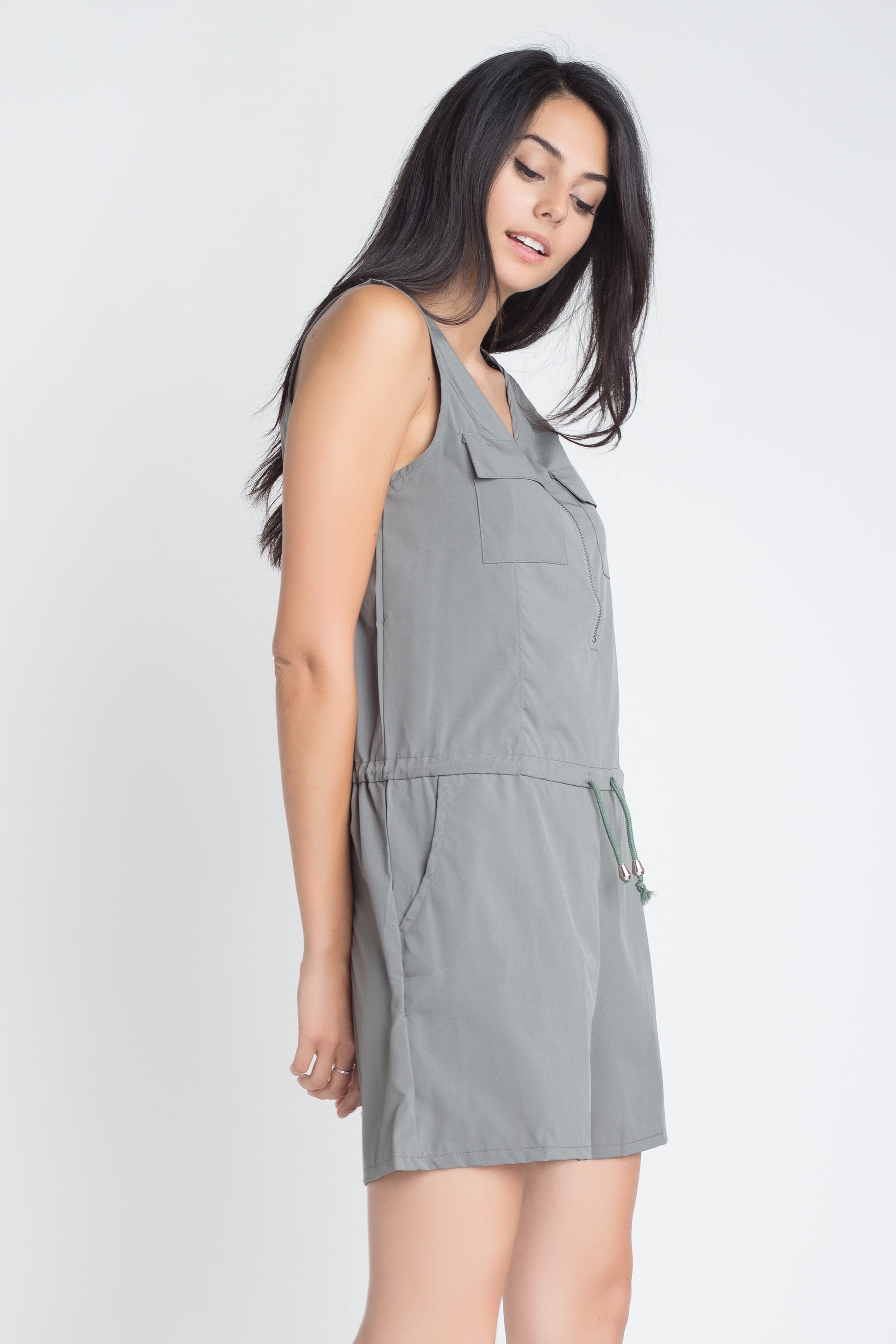 Women's Zip Front Sleeveless Romper - Craze Trends