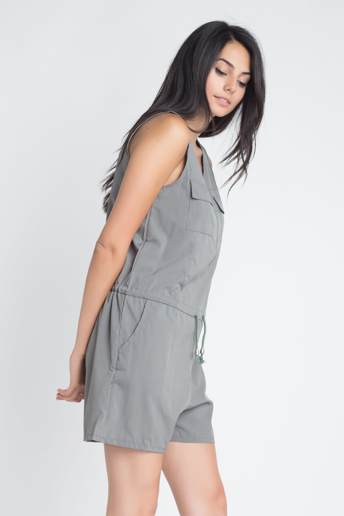 Women's Zip Front Sleeveless Romper - Craze Trends