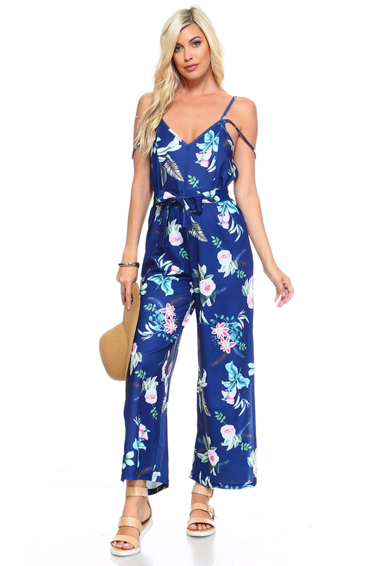 Women's Floral Tie Tank Jumpsuit - Craze Trends