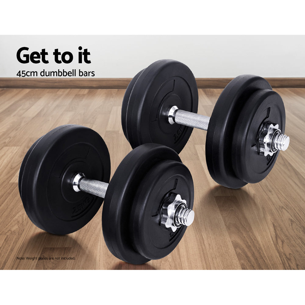 45cm Dumbbell Bar Solid Steel Pair Gym Home Exercise Fitness 150KG - Craze Trends