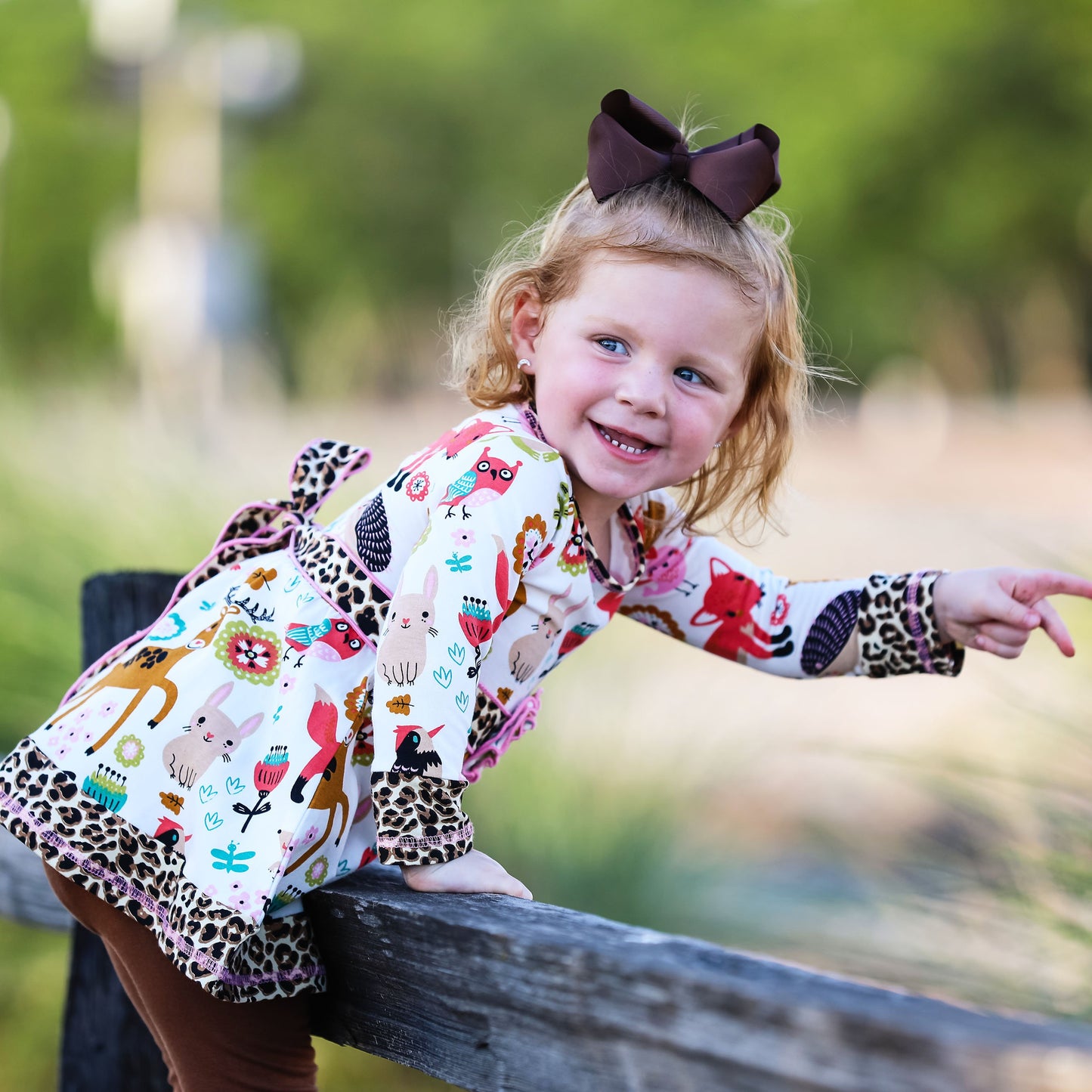 AnnLoren Big Little Girls Boutique Fall Forest Fox and Friends Dress & - Craze Trends