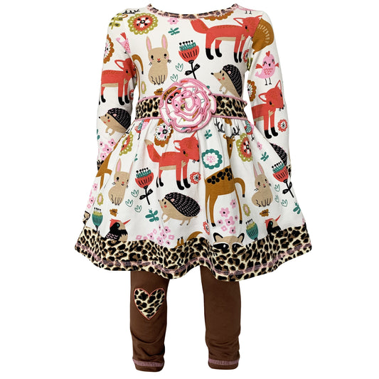 AnnLoren Big Little Girls Boutique Fall Forest Fox and Friends Dress & - Craze Trends