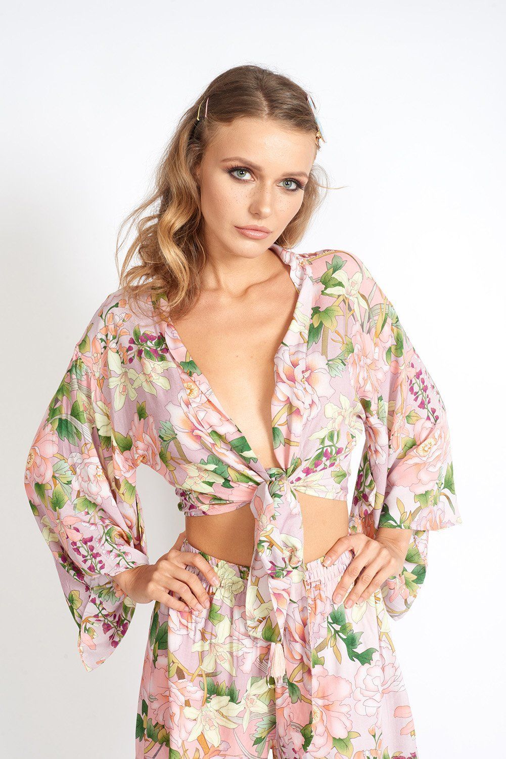 Flowers On My Mind Floral Front Tying Crop Top - Craze Trends