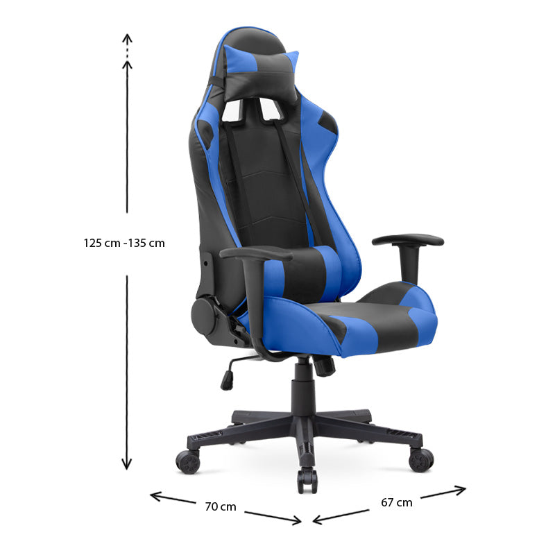 Office gaming Armchair SPEED Blue - Black 67x70x125/135cm - Craze Trends