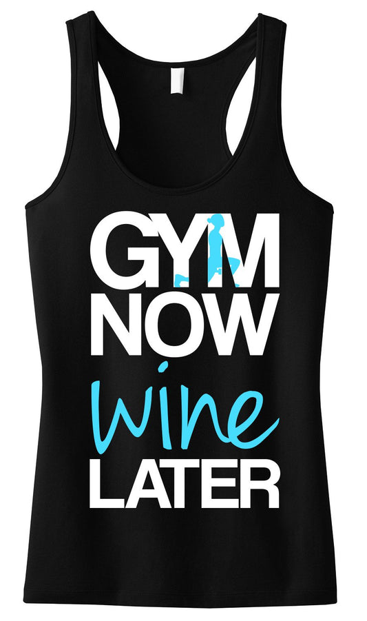 GYM Now Tank Top Black with Teal - Craze Trends