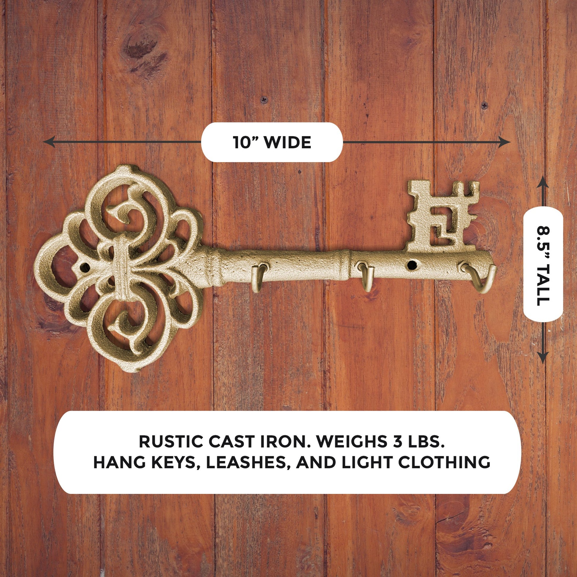 Gold Skeleton Key Wall Hooks, 10” - Craze Trends