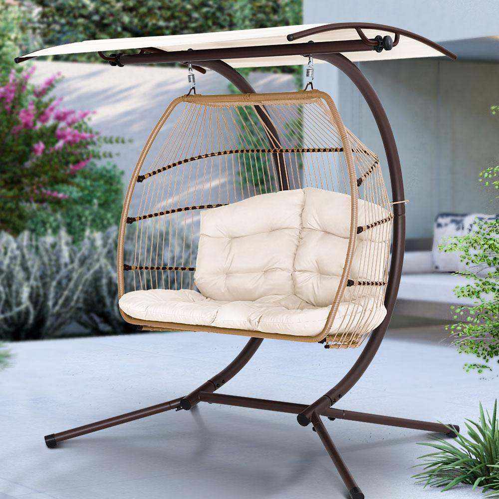 Gardeon Outdoor Furniture Lounge Hanging Swing Chair Egg Hammock Stand - Craze Trends