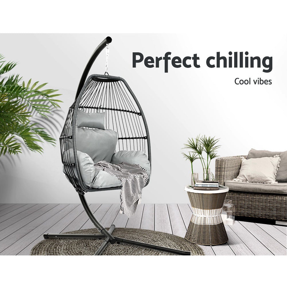 Gardeon Outdoor Furniture Egg Hammock Hanging Swing Chair Stand Pod - Craze Trends