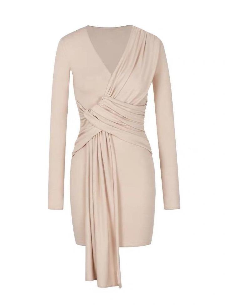 Elyse Long Sleeve Wrap Dress - Craze Trends