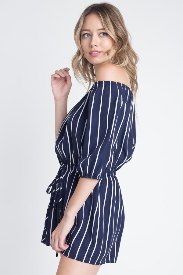 Women's Off Shoulder Stripe Romper - Craze Trends