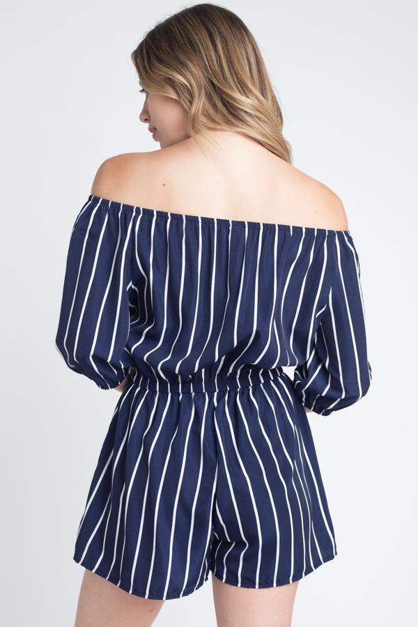 Women's Off Shoulder Stripe Romper - Craze Trends