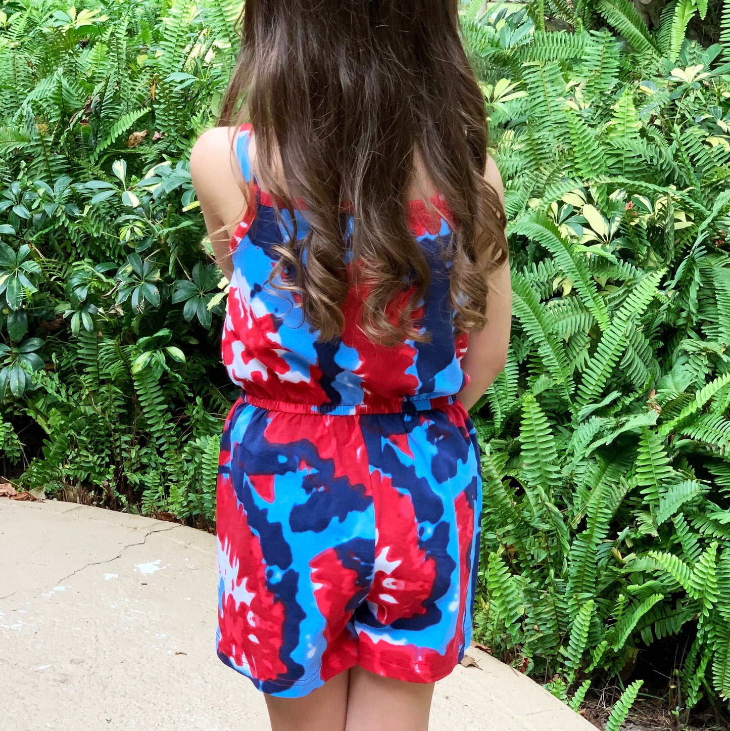 AnnLoren Girls Tie Dye 4th of July Shorts Jumpsuit Summer Romper - Craze Trends