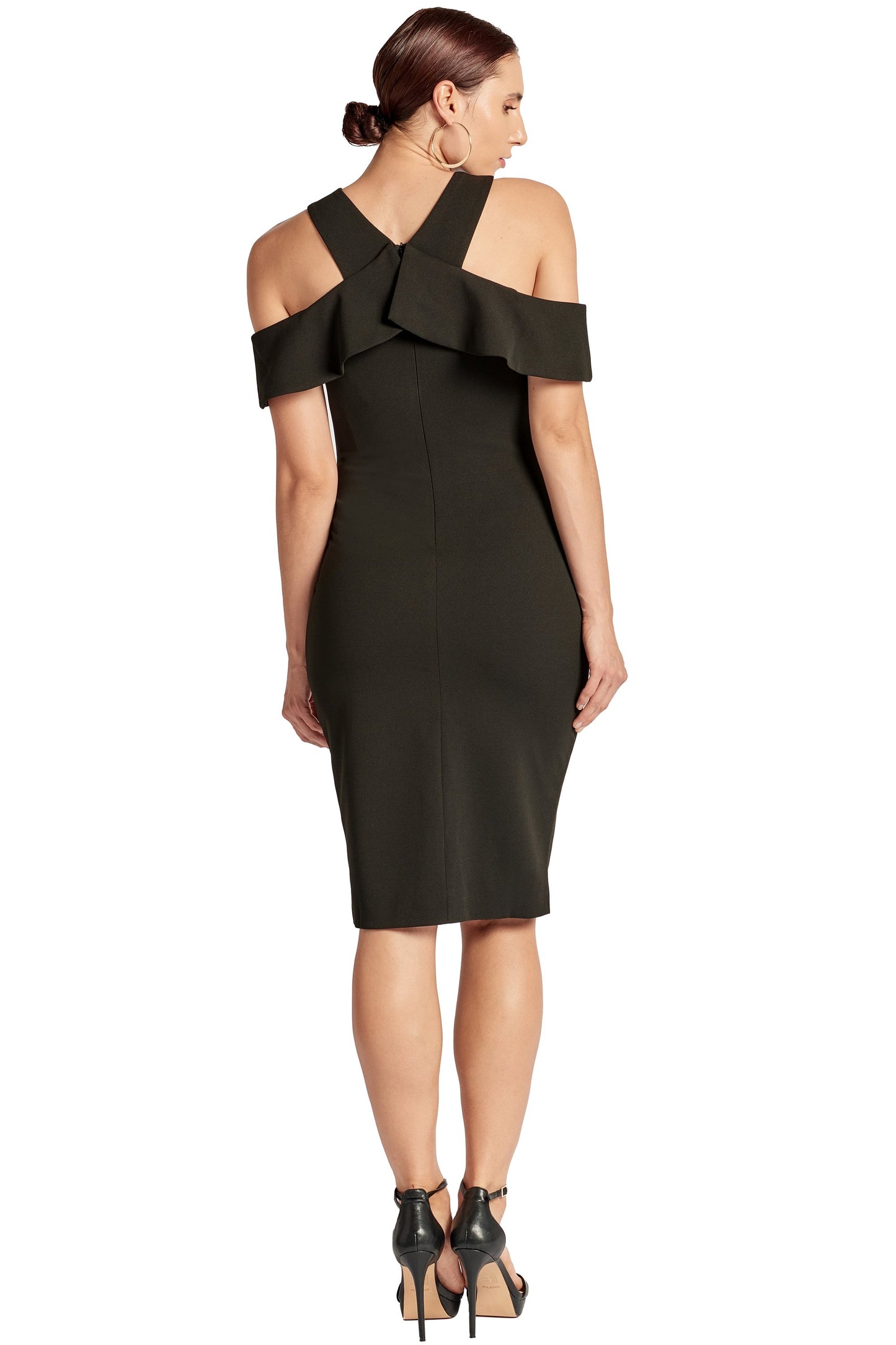 Layla Dress - Stretch crepe criss cross cut-out cold shoulder dress