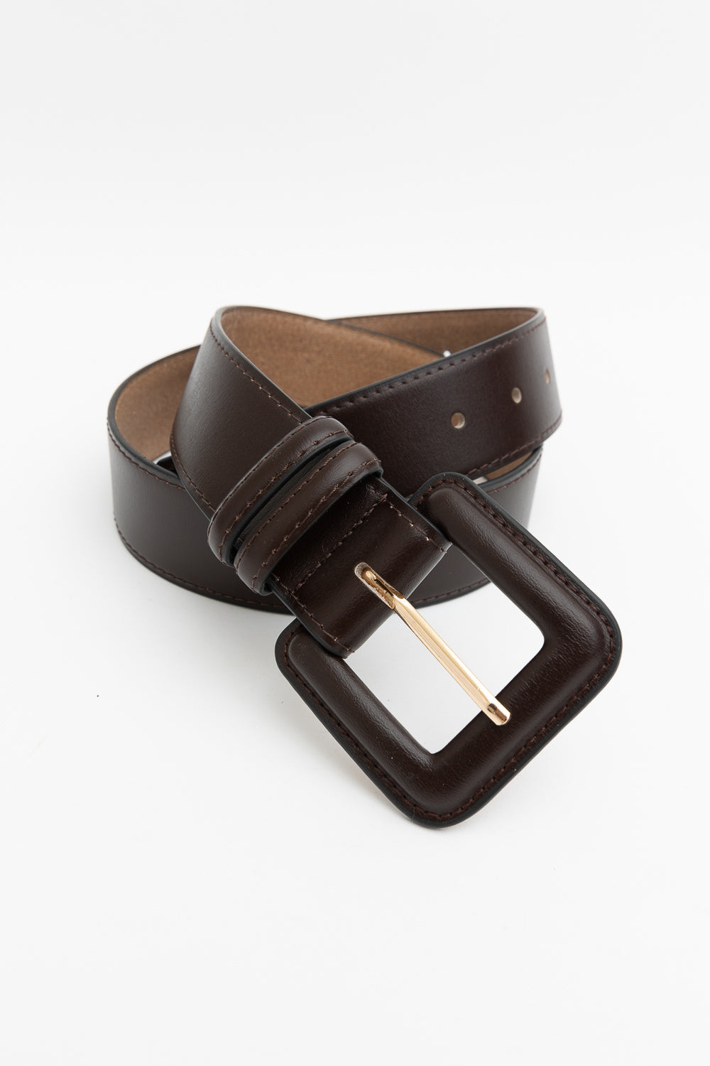 Sleek Square-Buckle Genuine Leather Belt